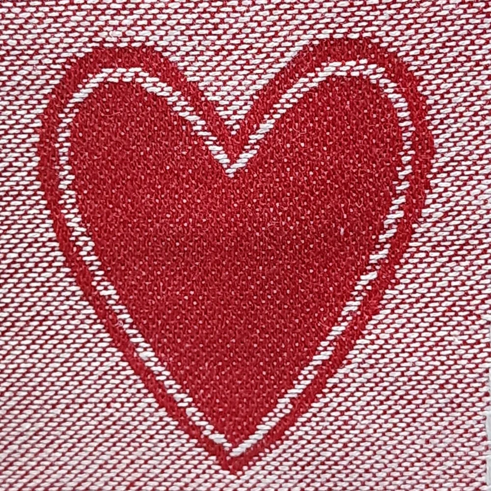 Rachel Zoe Red And White Hearts Woven Check‎ Cotton Tablecloth 60x84in Oblong